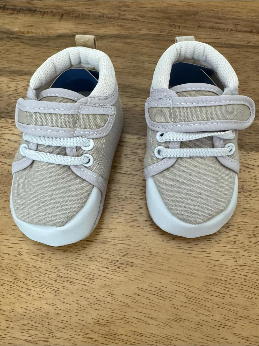 Neutral Beige Baby Walker Sneakers with Elephant Stitch